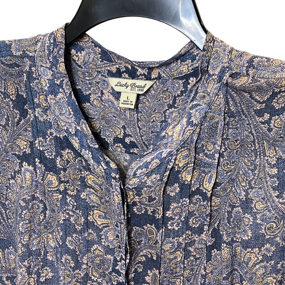 Lucky Brand Long Sleeve Button Down front Sheer Flowing Tunic Top - Picture 3 of 13